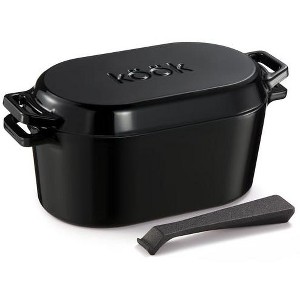 Kook Dutch Oven with Lid, Enameled Cast Iron, 3.4 Qt, Black - 1 of 4