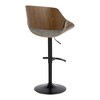 Mid-Century Modern Adjustable Barstool with Swivel, Fabric Seat, Wood Accents, and Rounded T Footrest, Set of 2 - 4 of 4