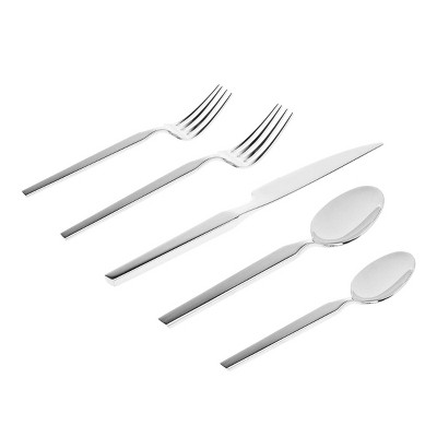 Podium Mirrored Silver Stainless Steel 20-Piece Flatware Set