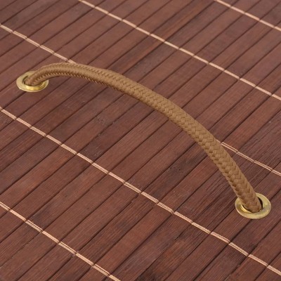 Brown Bamboo Collapsible Laundry Bin with Lid