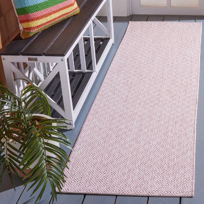 Soft Pink Courtyard 27" Non-Slip Synthetic Indoor/Outdoor Rug