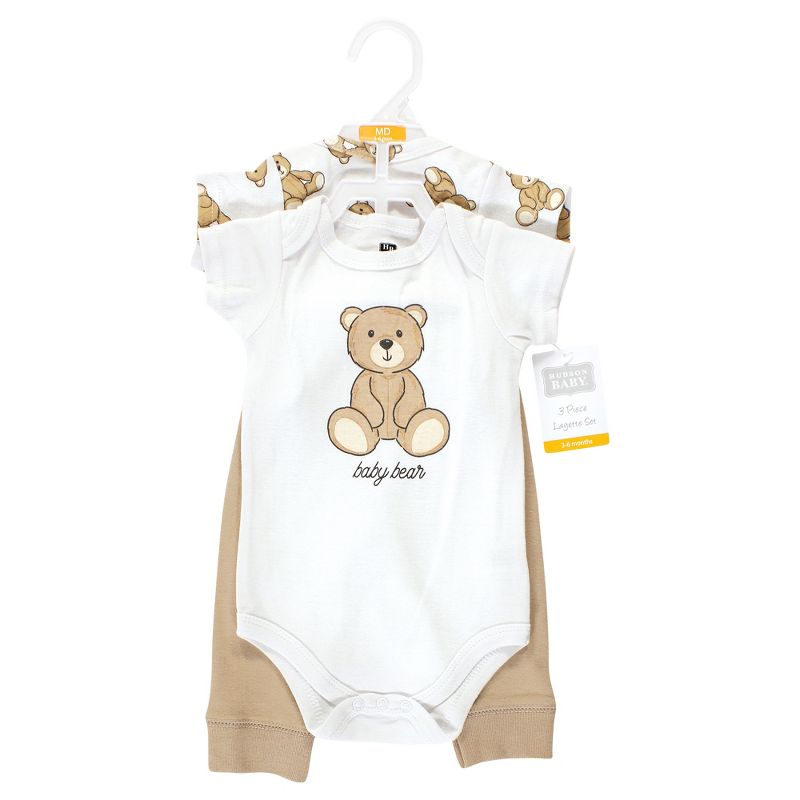 Hudson Baby Cotton Bodysuit and Pant Set, Teddy Bears Short Sleeve, 2 of 6