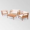 Aston 4pc Acacia Wood Mid-Century Modern Chat Set: Weather-Resistant, Includes Cushions - Christopher Knight Home - 2 of 4