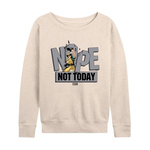 Women's - Marvel - Wolverine Nope Not Today Lightweight French Terry Wide Neck Long Sleeve Shirt - 1 of 4