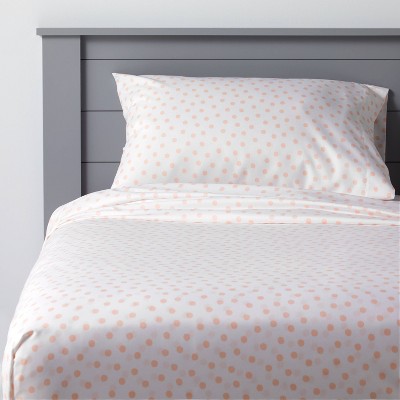 Twin Dotted Microfiber Sheet Set Pink - Pillowfort™