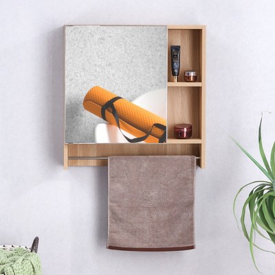Vynxaria Wall-Mounted Bathroom Medicine Cabinet with Mirror and Towel Rack