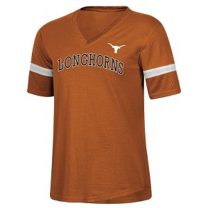 NCAA Texas Longhorns Women's Mesh Trim V-Neck T-Shirt - 1 of 3