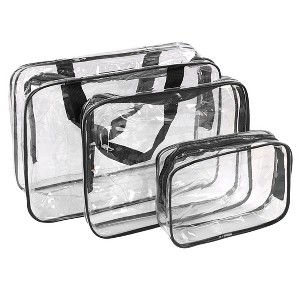 PiccoCasa Travel PVC Cosmetic Bag Makeup Toiletry Wash Bag Holder PVC Decorative Storage Handbag 3 Pcs - 1 of 4