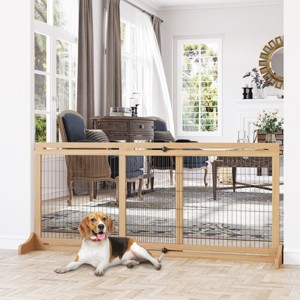 72" Extra Wide Freestanding Pet Gate,Adjustable Dog And Cat Barrier for Doorways And Hallways–LAOTIES - 1 of 4