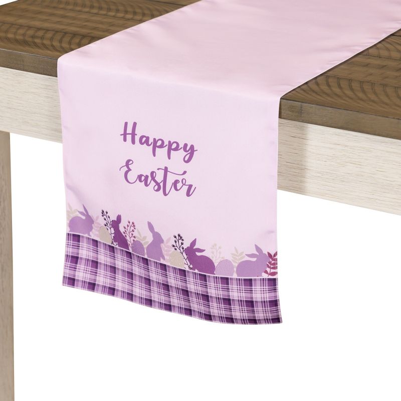 Northlight 72" Pastel Purple "Happy Easter" Plaid Table Runner, 5 of 6