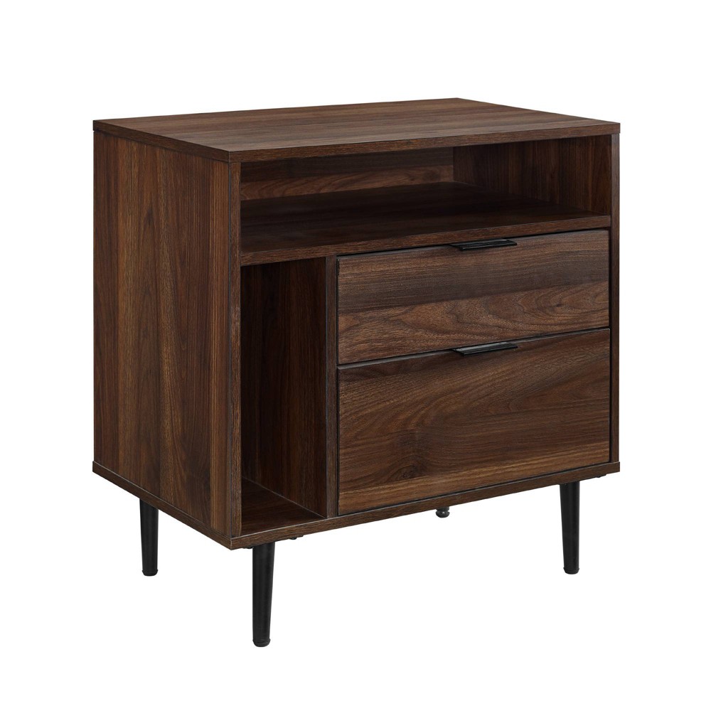 Photos - Storage Сabinet Rockwell Modern Storage Nightstand Dark Walnut - Saracina Home: Laminated Wood, Steel Hardware, Mid-Century Design