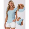 INSPIRE CHIC Women's Summer Gingham Square Neck Ruffle Sleeve Blouse - 2 of 4