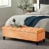 Okak Luxury Storage Ottoman Bench with Button-Tufted Upholstered Rectangular Long Storage Footrest Stool for Living Room,Entryway,Bedroom, Orange - 2 of 4