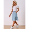 INSPIRE CHIC Women's Raw Hem Single Breasted Button Down A-Line Midi Jeans Skirt - 3 of 4