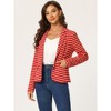 INSPIRE CHIC Women's Notched Collar Long Sleeve Button Front Striped Blazer - 2 of 4