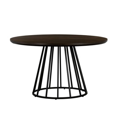 Motion Oak and Metal Round Dining Table, Seats 4, 51"