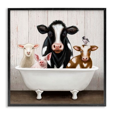 Stupell Industries Country Animals Farmhouse Claw Bathtub, 17" x 17"