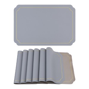 REGALWOVEN Leather Heat Resistant Washable Wipeable Dining Table Placemats 18 x 12 Inch 6 Pcs - 1 of 4
