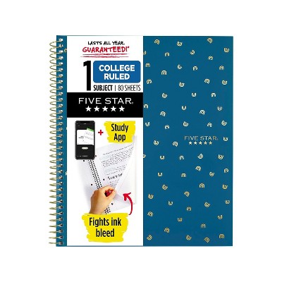Five Star Style 1-Subject Notebooks 8.5" x 11" College Ruled 80 Sheets Each (820156F)