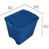 Sterilite 26 Gal Latch and Carry, Stackable Storage Bin with Latching Lid, Plastic Tote Container to Organize Closets, Blue with Blue Lid, 4-Pack - 2 of 4