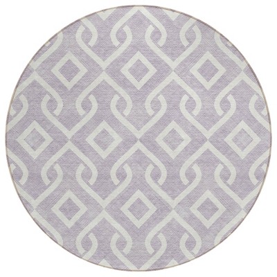 Lavender And Ivory Geometric Washable Indoor Outdoor Area Rug