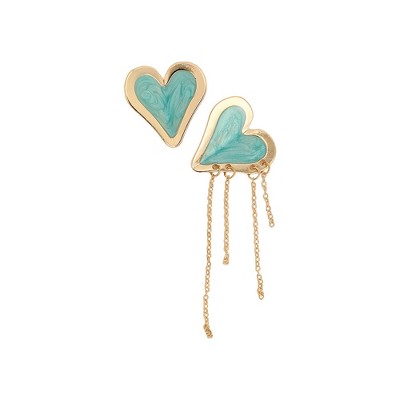 SOHI Women's Sky Blue The Heart-Fold Drop Earrings