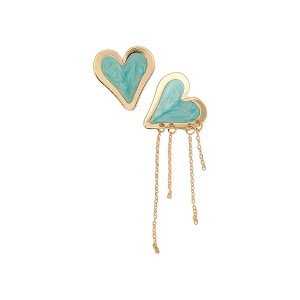 SOHI Women's Sky Blue The Heart-Fold Drop Earrings - 1 of 4