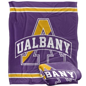 University Of Albany Primary Logo Stripes Silky 50x60 Blanket, 1 Sided - 1 of 4