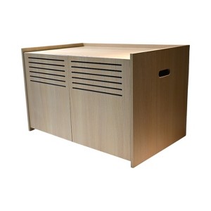 Gulches Modern Wooden Cat Litter Box Enclosure with Scratching Pad Hidden Cat House Sturdy 15MM PB MDF Melamine Construction Spacious Light Wood Tone - 1 of 4