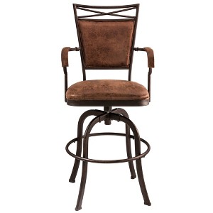 Bridgetown Tilt Base Barstool - Aged Bronze - Hillsdale Furniture: 360 Swivel, Metal Frame, Faux Leather Upholstery - 1 of 4