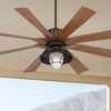 60" Possini Euro Design Defender Industrial Indoor Outdoor Ceiling Fan with LED Light Remote Oil Rubbed Bronze Koa Damp Rated for Patio Exterior Home - 2 of 4