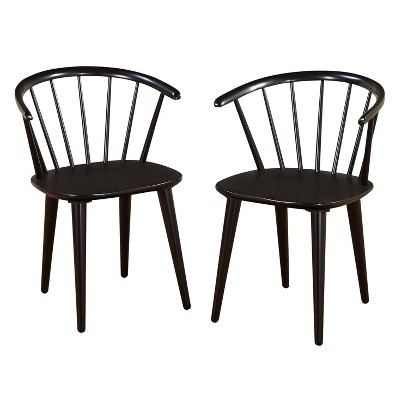 Buylateral Set of 2 Florence Farmhouse Curved Back Solid Wood Spindle Dining Chairs
