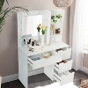 Makeup Vanity with Drawers,Vanity Desk with Mirror, Storage Shelves and Cabinet Drawer Chest Dressing Table - 2 of 4
