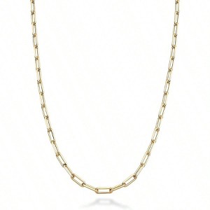 Italian Plated Paperclip Chain Necklace, Made in Italy does not irritate your skin. Necklace, 1/8 inch wide (2.5mm). - 1 of 4