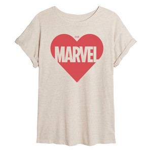 Women's - Marvel - Heart Valentine Oversized Graphic T-Shirt - 1 of 4
