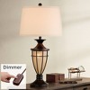 John Timberland Mission Cage Traditional Table Lamp 33" Tall Brushed Iron Cage Glass with Dimmer Nightlight Beige Drum Shade for Bedroom Living Room - 2 of 4