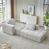 Modular Corduroy Convertible Sectional Sofa with 2 Throw Pillows, L-Shaped Sofa Set, Minimalist Sectional Couch for Living Room – The Pop Home - 3 of 4