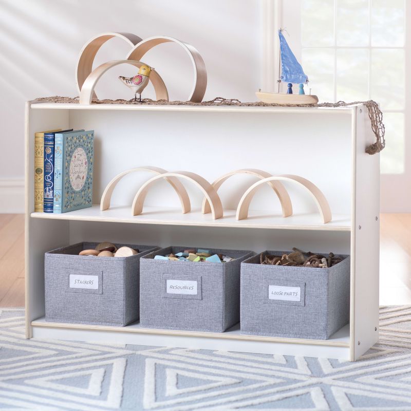 Guidecraft EdQ 2-Shelf Open Storage 30": Children's Wooden Home and Classroom Bookshelf with Fabric Bins, Kids' Toys and School Supply, 1 of 5