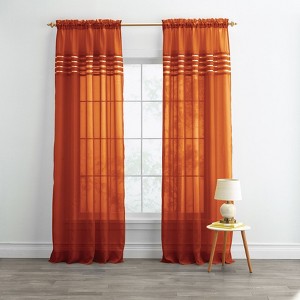 BrylaneHome BH Studio Sheer Voile Pleated Rod-Pocket Panel - 1 of 4