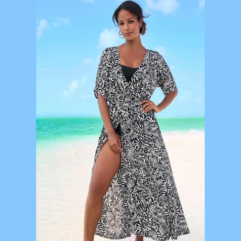 Swim 365 Women s Plus Size Faux wrap Swim Cover Up 22 24 Black