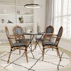 Emma & Oliver Colmar Set of Four Indoor/Outdoor Stacking Thonet Bistro Style Chairs with Arms, PE Rattan Seat and Finished Metal Frame - 2 of 4