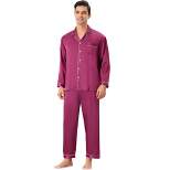 Lars Amadeus Men's Satin Sleeping Long Sleeves Shirt Pants Pajama Set