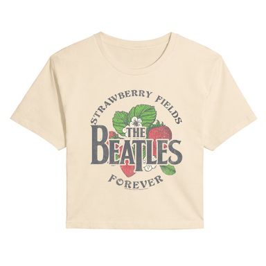 Women's The Beatles Strawberry Fields Cropped Graphic T-Shirt