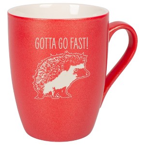 100 North Hedgehog 10 Ounce Crimson Red Metallic Finish, Comfortably Fits Your Hands, New Bone China Coffee Tea Cup Mug, Gotta Go Fast! - 1 of 1