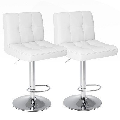 GlasFlength Counter and Bar Stools Swivel Counter Height Barstools Set of 2 Adjustable Modern Bar Chairs for Room, White, 16.9"*19.6"*44"