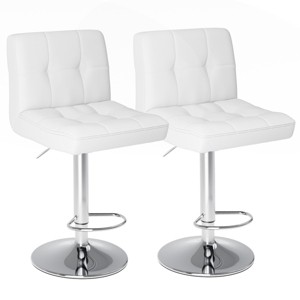 GlasFlength Counter and Bar Stools Swivel Counter Height Barstools Set of 2 Adjustable Modern Bar Chairs for Room, White, 16.9"*19.6"*44" - 1 of 4