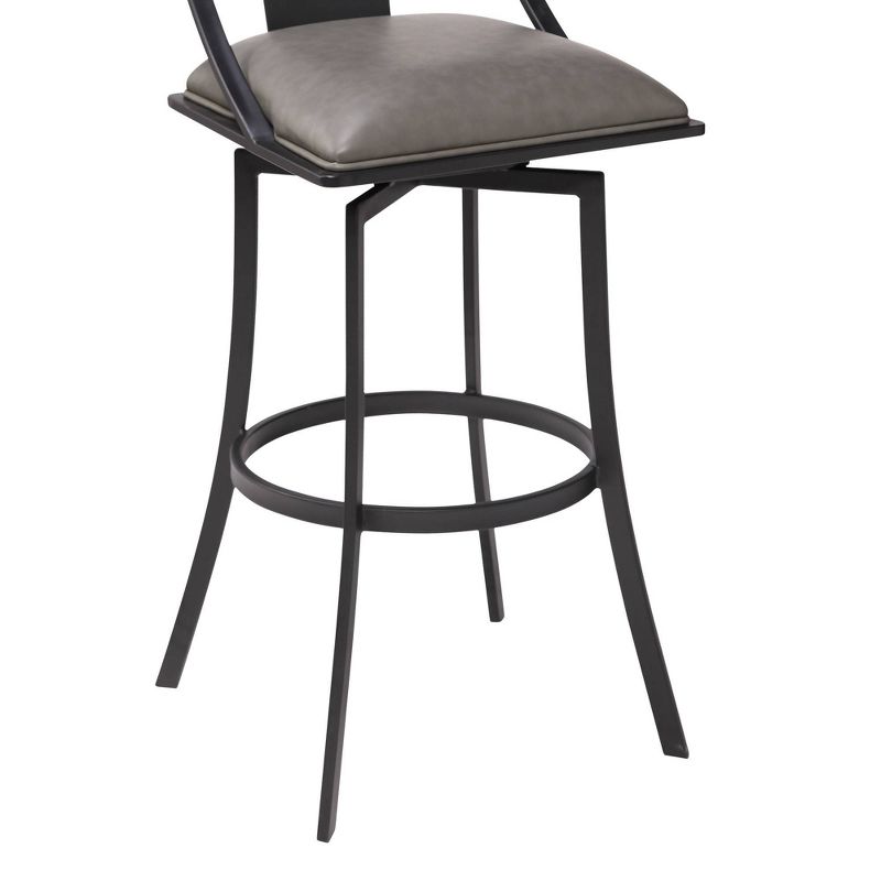 30&#34; Brisbane Faux Leather Metal Counter Height Barstool Gray/Black - Armen Living, 6 of 8