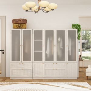 FUFU&GAGA Modern Simple Wardrobe Frosted Glass Door Combination Clothes Storage Cabinet White - 1 of 4
