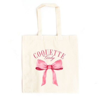 City Creek Prints Coquette Girly Canvas Tote Bag - 15x16 - Natural