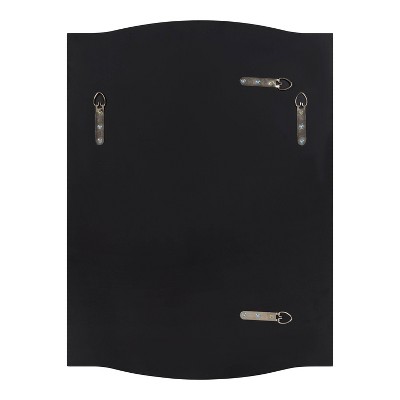 Black Curved Rectangular Wood Vanity Mirror